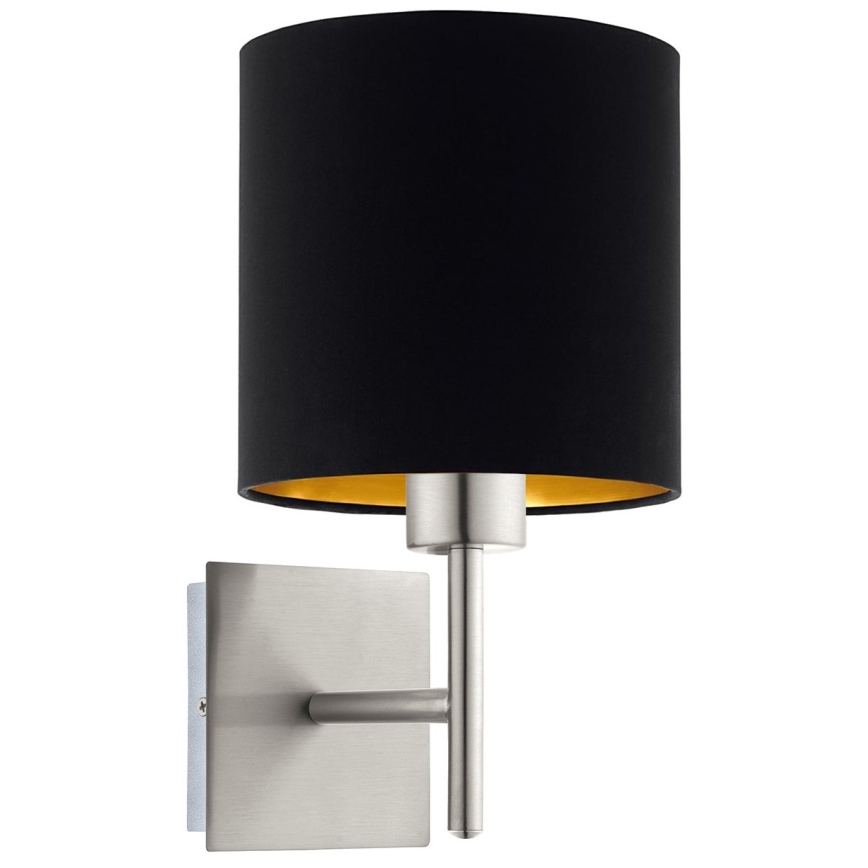 Eglo - LED sieninis šviestuvas TUNJA 1xE27/60W/230V matinis chromas/juoda