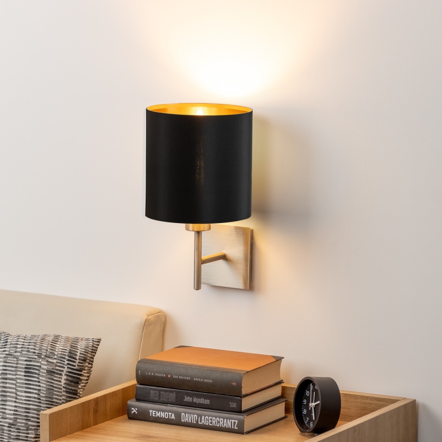Eglo - LED sieninis šviestuvas TUNJA 1xE27/60W/230V matinis chromas/juoda