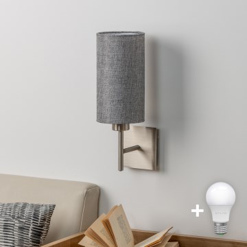 Eglo - LED sieninis šviestuvas TUNJA 1xE27/60W/230V matinis chromas/pilka