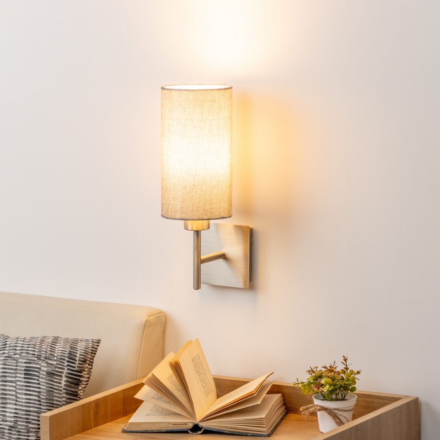 Eglo - LED sieninis šviestuvas TUNJA 1xE27/60W/230V matinis chromas/pilka