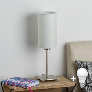 Eglo - LED stalinis šviestuvas TUNJA 1xE27/60W/230V 26,5 cm matinis chromas/balta
