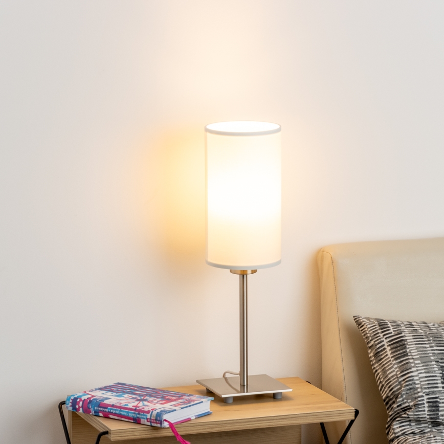 Eglo - LED stalinis šviestuvas TUNJA 1xE27/60W/230V 26,5 cm matinis chromas/balta