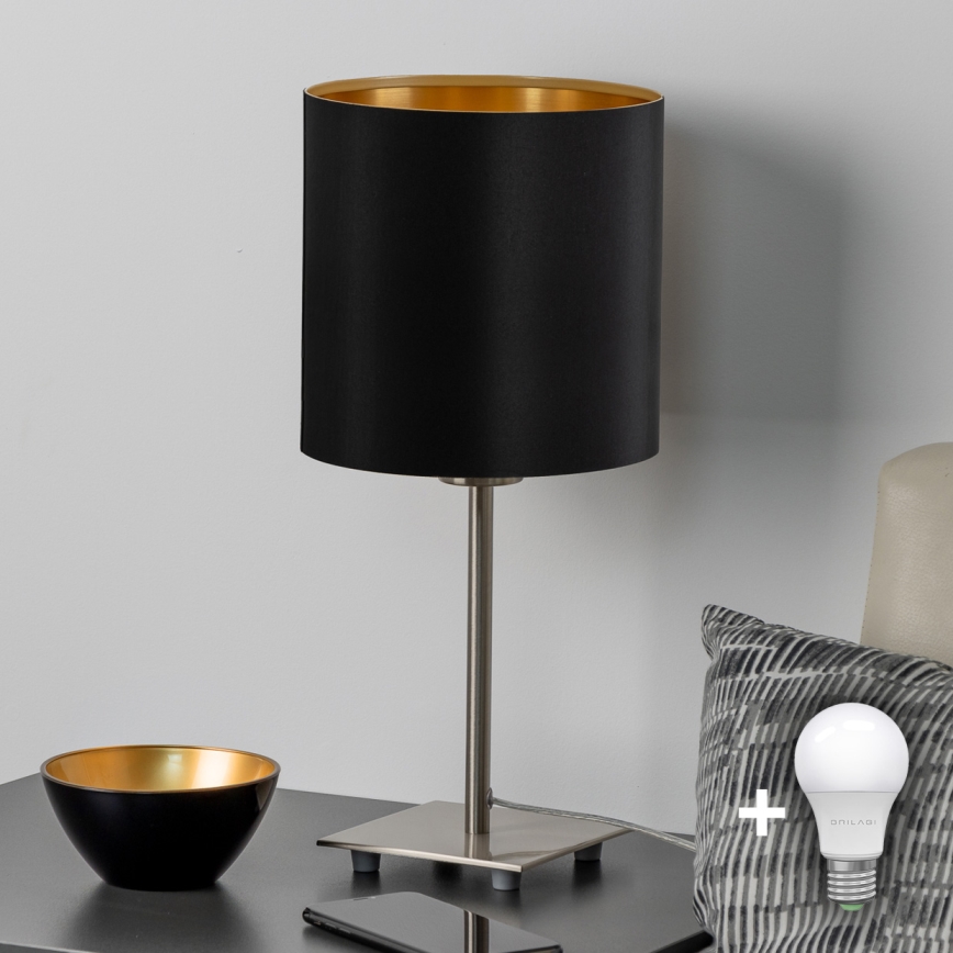 Eglo - LED stalinis šviestuvas TUNJA 1xE27/60W/230V 26,5 cm matinis chromas/juoda