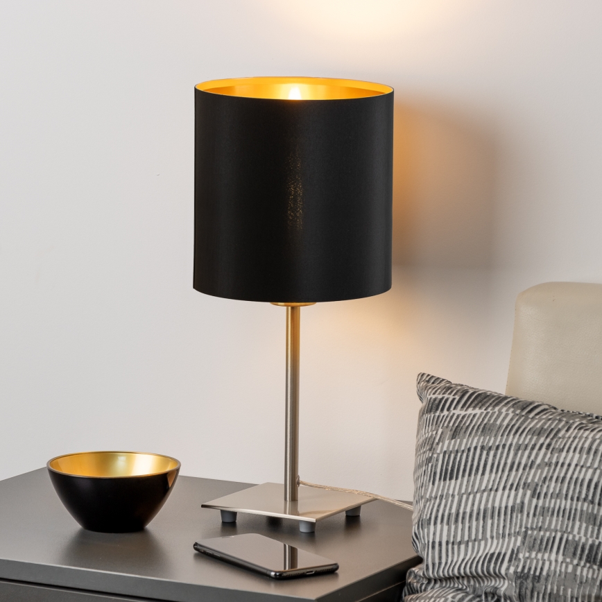 Eglo - LED stalinis šviestuvas TUNJA 1xE27/60W/230V 26,5 cm matinis chromas/juoda