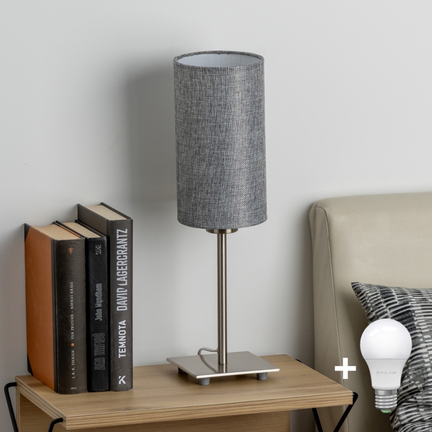 Eglo - LED stalinis šviestuvas TUNJA 1xE27/60W/230V 26,5 cm matinis chromas/pilka