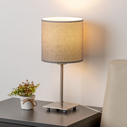 Eglo - LED stalinis šviestuvas TUNJA 1xE27/60W/230V 26,5 cm matinis chromas/pilka