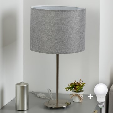 Eglo - LED Stalinis šviestuvas TUNJA 1xE27/60W/230V 38,5 cm matinio chromo/pilkos spalvos
