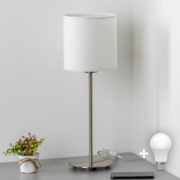 Eglo - LED  Stalinis šviestuvas TUNJA 1xE27/60W/230V 38,5 cm matinis chromas/balta