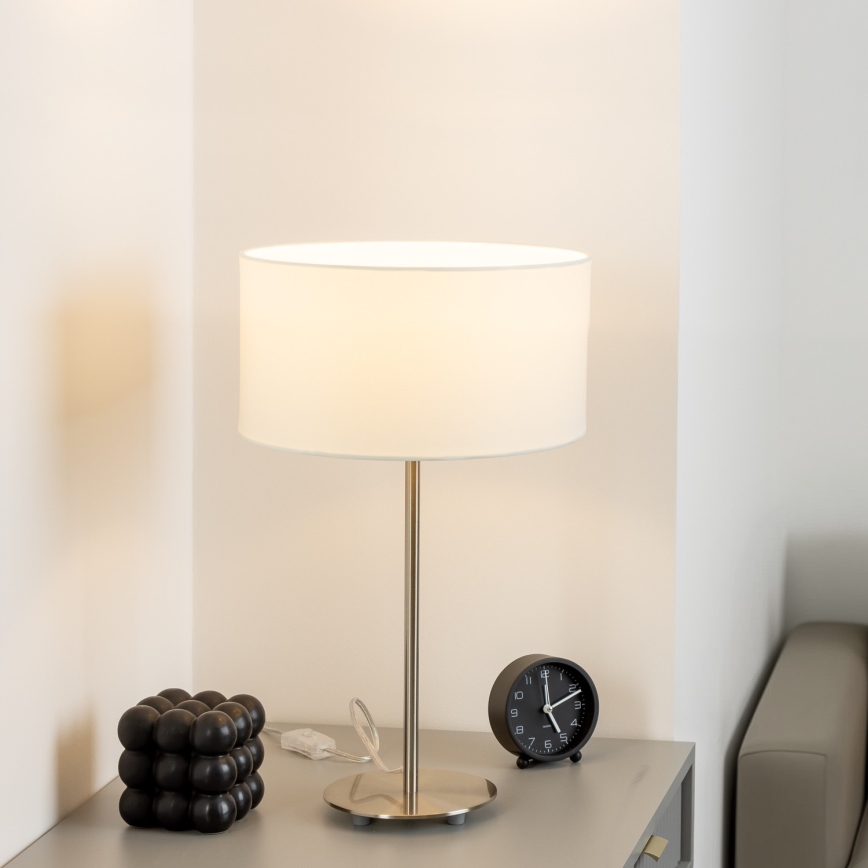 Eglo - LED  Stalinis šviestuvas TUNJA 1xE27/60W/230V 38,5 cm matinis chromas/balta