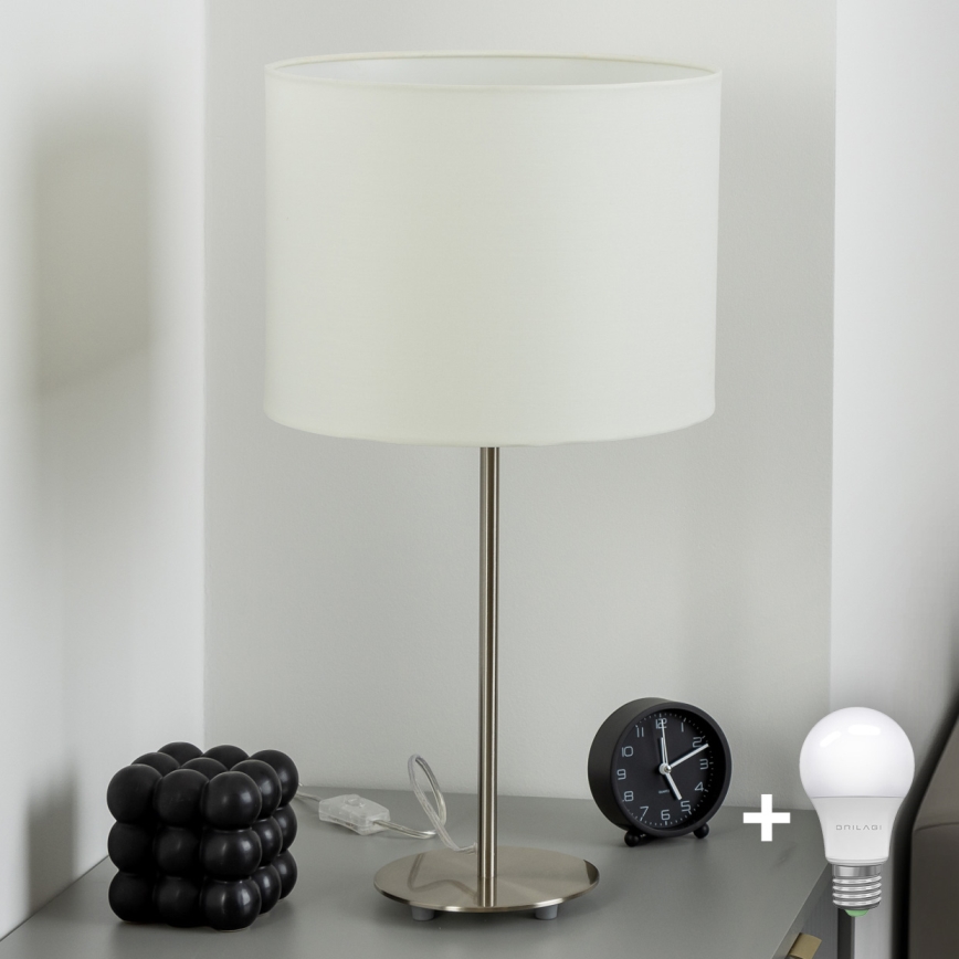 Eglo - LED  Stalinis šviestuvas TUNJA 1xE27/60W/230V 38,5 cm matinis chromas/balta