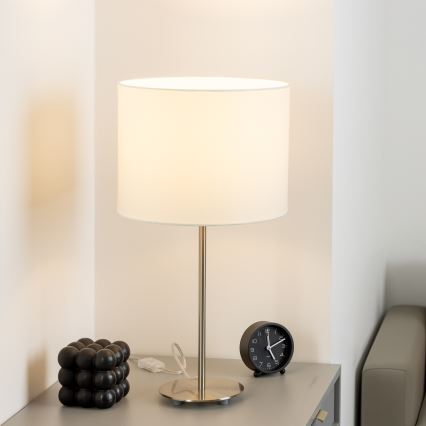 Eglo - LED  Stalinis šviestuvas TUNJA 1xE27/60W/230V 38,5 cm matinis chromas/balta