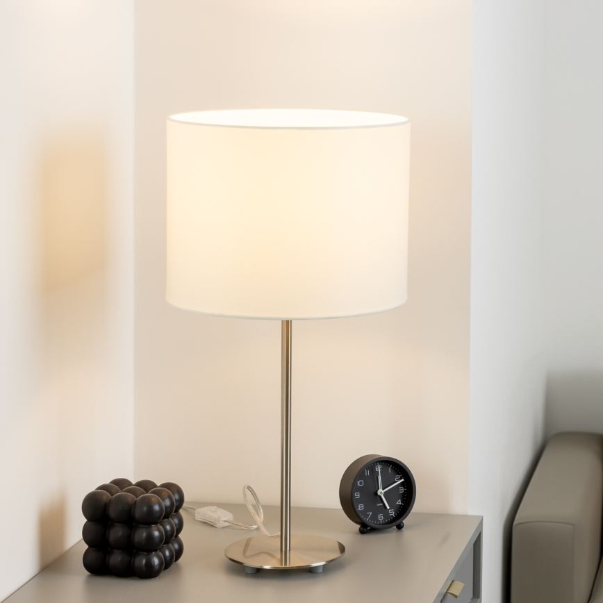 Eglo - LED  Stalinis šviestuvas TUNJA 1xE27/60W/230V 38,5 cm matinis chromas/balta