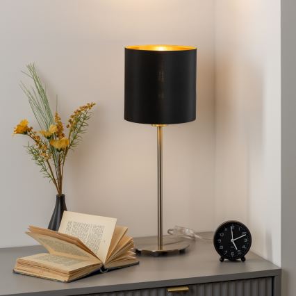 Eglo - LED stalinis šviestuvas TUNJA 1xE27/60W/230V 38,5 cm matinis chromas/juoda