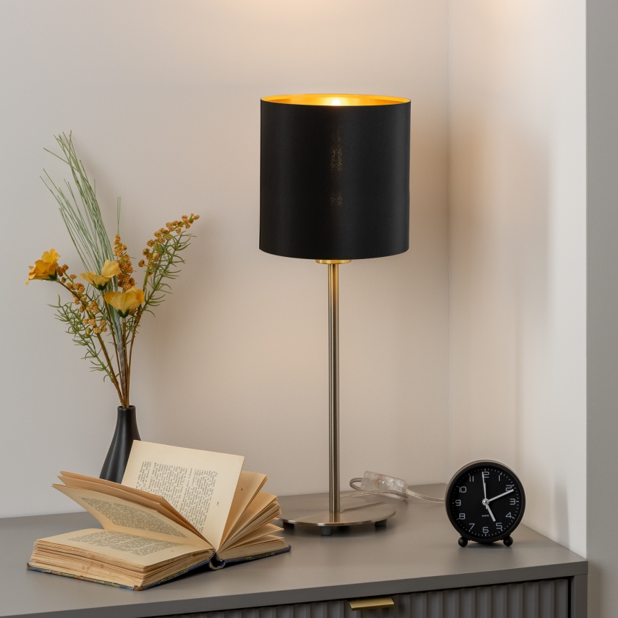Eglo - LED stalinis šviestuvas TUNJA 1xE27/60W/230V 38,5 cm matinis chromas/juoda