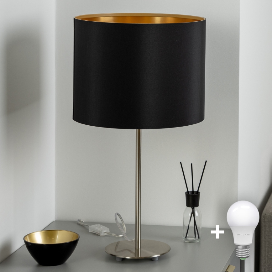 Eglo - LED  Stalinis šviestuvas TUNJA 1xE27/60W/230V 38,5 cm matinis chromas/juoda