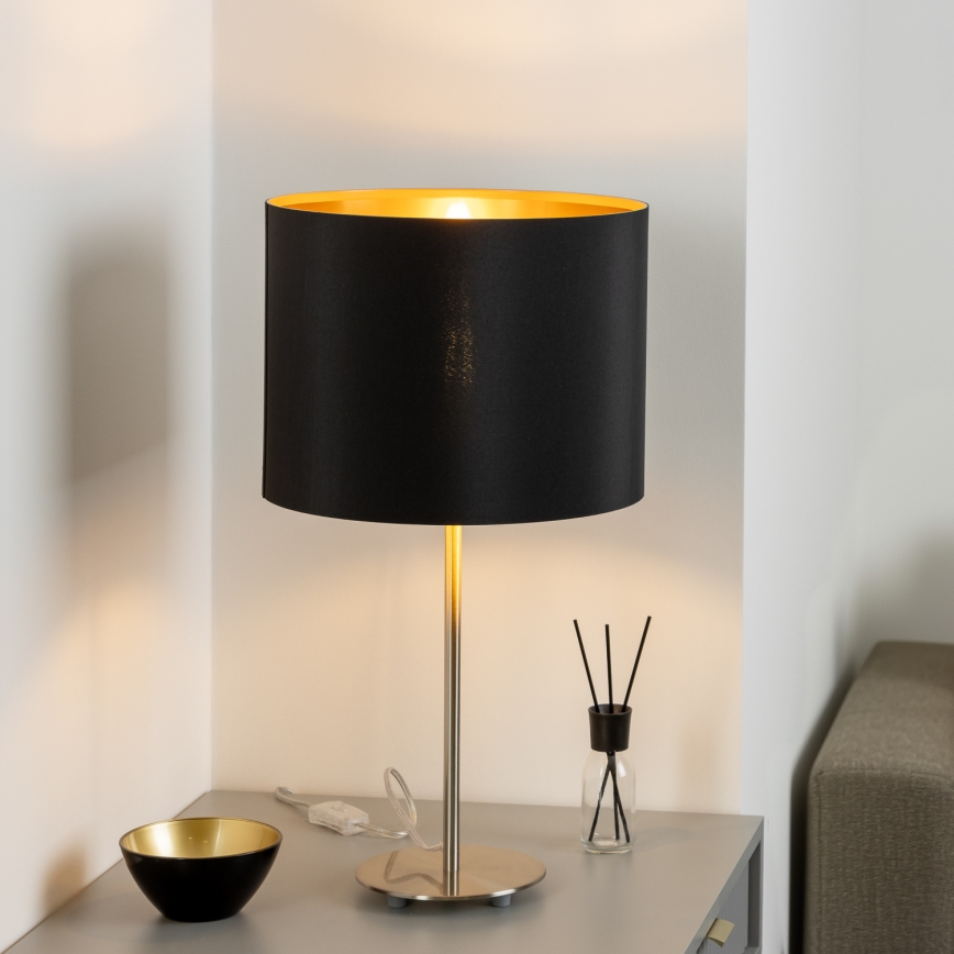 Eglo - LED  Stalinis šviestuvas TUNJA 1xE27/60W/230V 38,5 cm matinis chromas/juoda