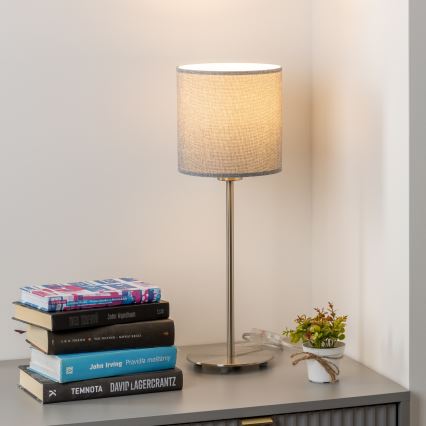 Eglo - LED stalinis šviestuvas TUNJA 1xE27/60W/230V 38,5 cm matinis chromas/pilka