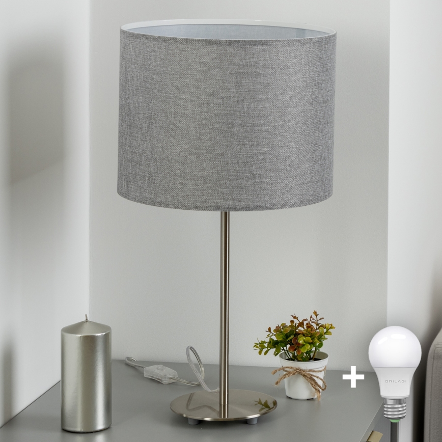 Eglo - LED  Stalinis šviestuvas TUNJA 1xE27/60W/230V 38,5 cm matinis chromas/pilka