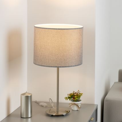 Eglo - LED  Stalinis šviestuvas TUNJA 1xE27/60W/230V 38,5 cm matinis chromas/pilka