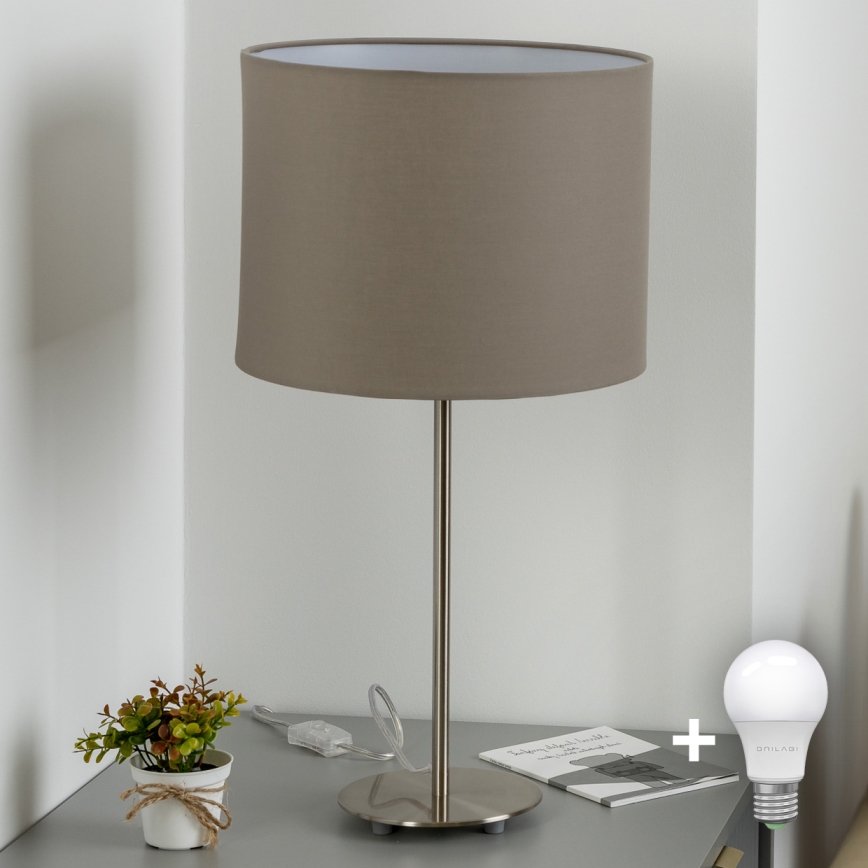 Eglo - LED  Stalinis šviestuvas TUNJA 1xE27/60W/230V 38,5 cm matinis chromas/taupe
