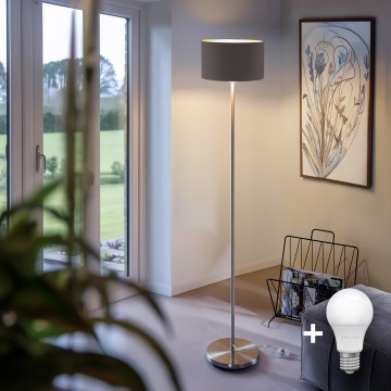 Eglo - LED Stalinis šviestuvas TUNJA 1xE27/60W/230V matinis chromas/taupe