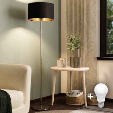 Eglo - LED Stovėjimo lempa TUNJA 1xE27/60W/230V matinė chromo/juoda