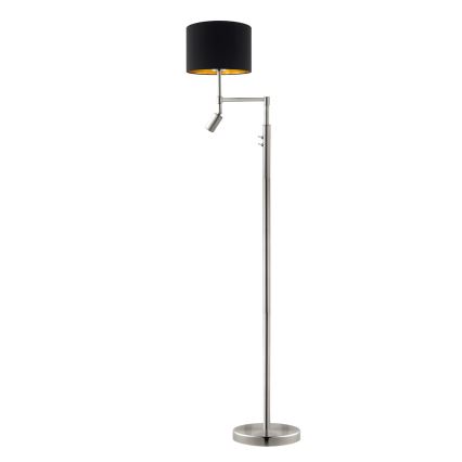 Eglo - LED toršeras TUNJA 1xE27/60W/230V + LED/2,1W diametras 30 cm matinis chromas/juoda