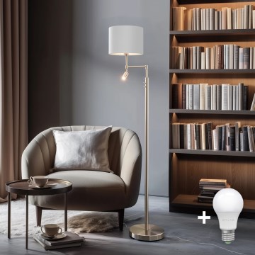 Eglo - LED toršeras TUNJA 1xE27/60W/230V + LED/2,1W diametras 30 cm matinis chromas/balta
