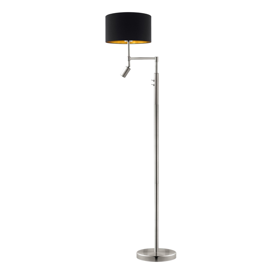 Eglo - LED toršeras TUNJA 1xE27/60W/230V + LED/2,1W diametras 38 cm matinis chromas/juoda