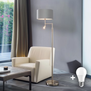 Eglo - LED toršeras TUNJA 1xE27/60W/230V + LED/2,1W diametras 38 cm matinis chromas/pilka