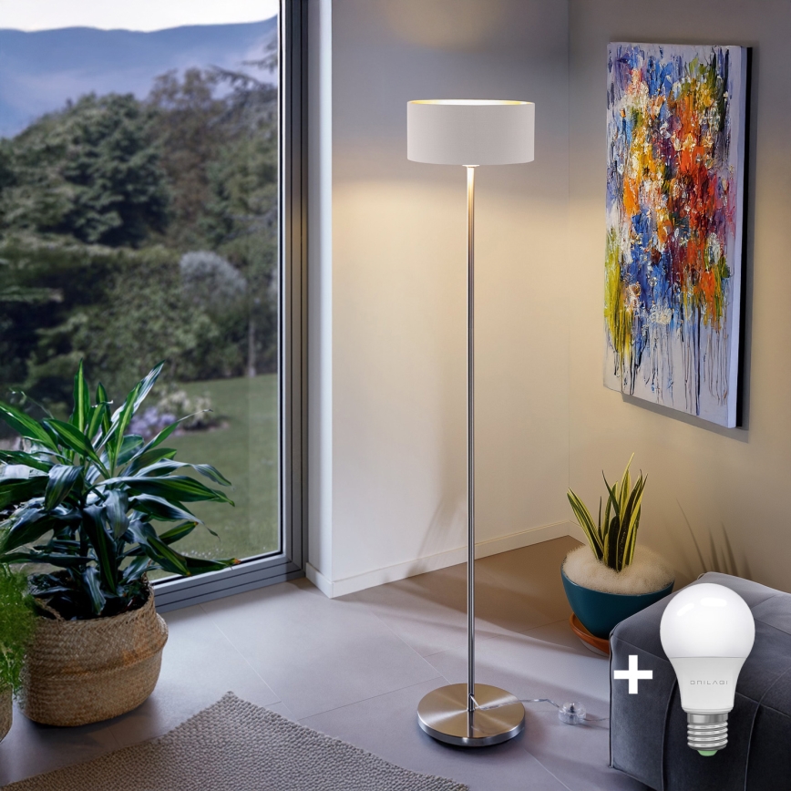 Eglo - LED  Toršeras TUNJA 1xE27/60W/230V matinis chromas/balta