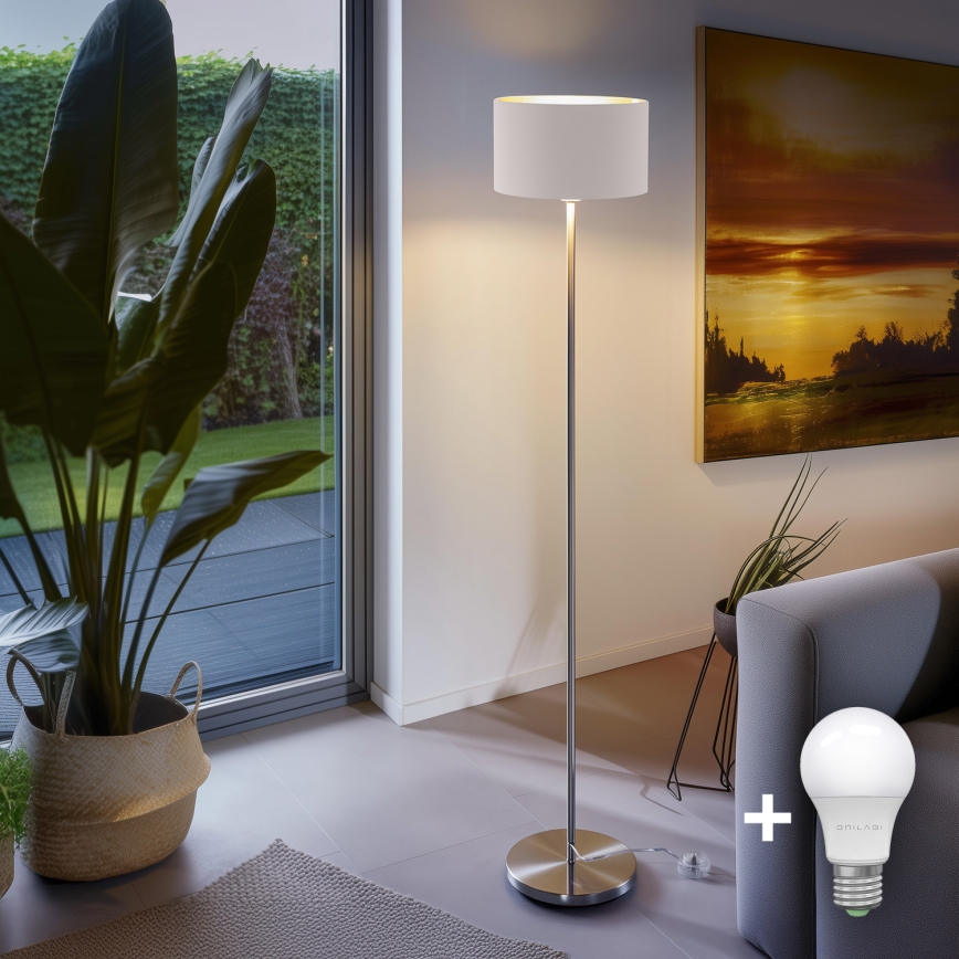 Eglo - LED  Toršeras TUNJA 1xE27/60W/230V matinis chromas/balta
