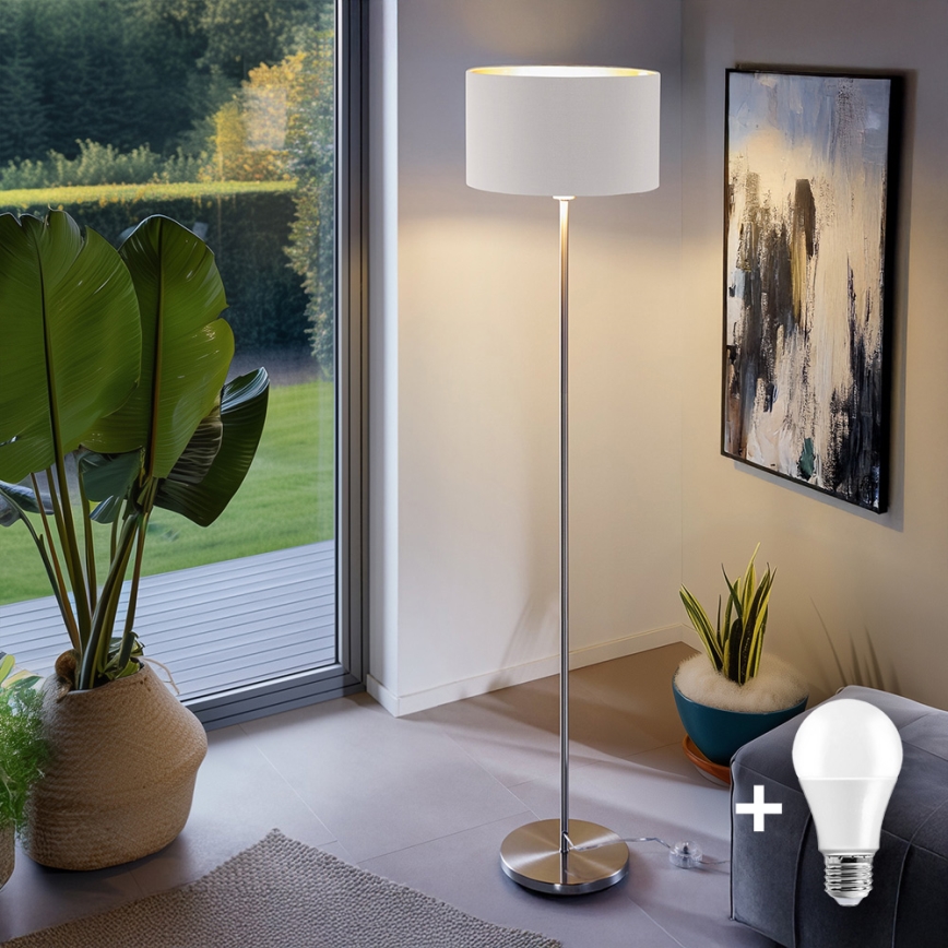 Eglo - LED  Toršeras TUNJA 1xE27/60W/230V matinis chromas/balta