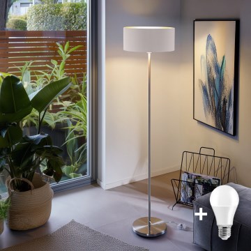 Eglo - LED  Toršeras TUNJA 1xE27/60W/230V matinis chromas/balta