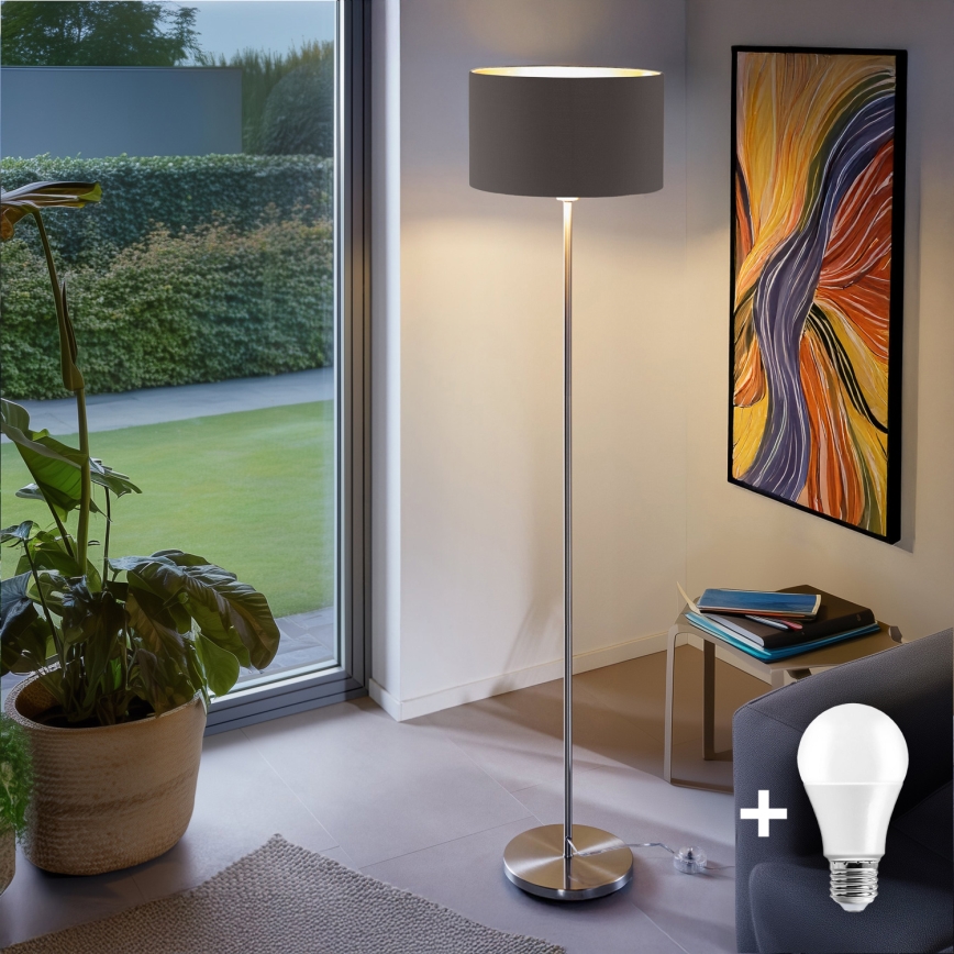 Eglo - LED  Toršeras TUNJA 1xE27/60W/230V matinis chromas/taupe