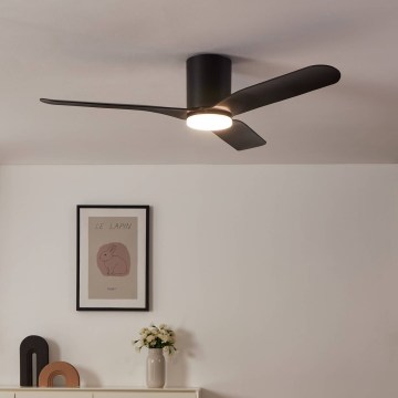 Eglo - lubinis ventiliatorius su reguliuojamu LED apšvietimu LED/17W/230V 3000/4000/5000K skersmuo 132 cm juodas + nuotolinis valdymas