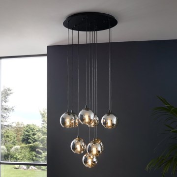 Eglo - pakabinama liustra ant laidų, 10xE27/40W/230V, juoda/blizgus chromas