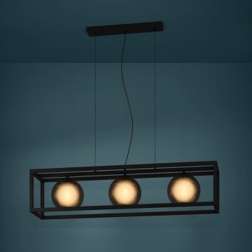 Eglo - Pakabinamas sietynas 3xE27/40W/230V dūminis/juoda