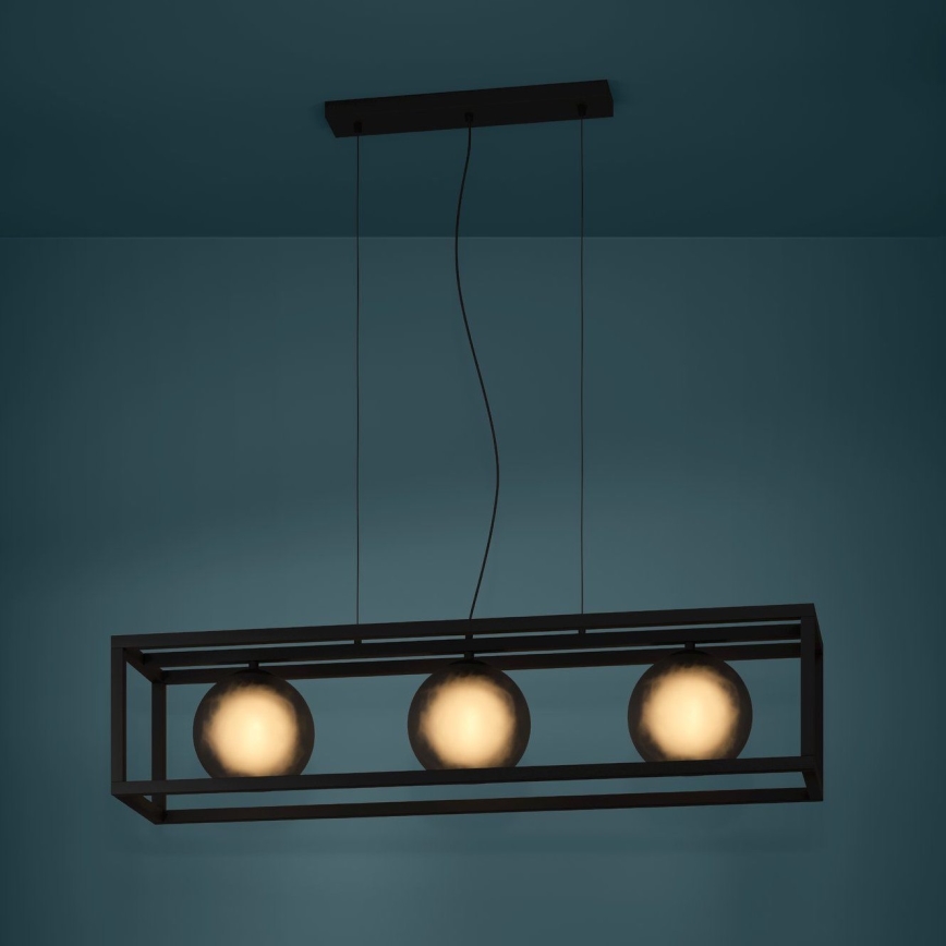 Eglo - Pakabinamas sietynas 3xE27/40W/230V dūminis/juoda