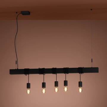 Eglo - Pakabinamas sietynas TOWNSHEND 5xE27/40W/230V juoda