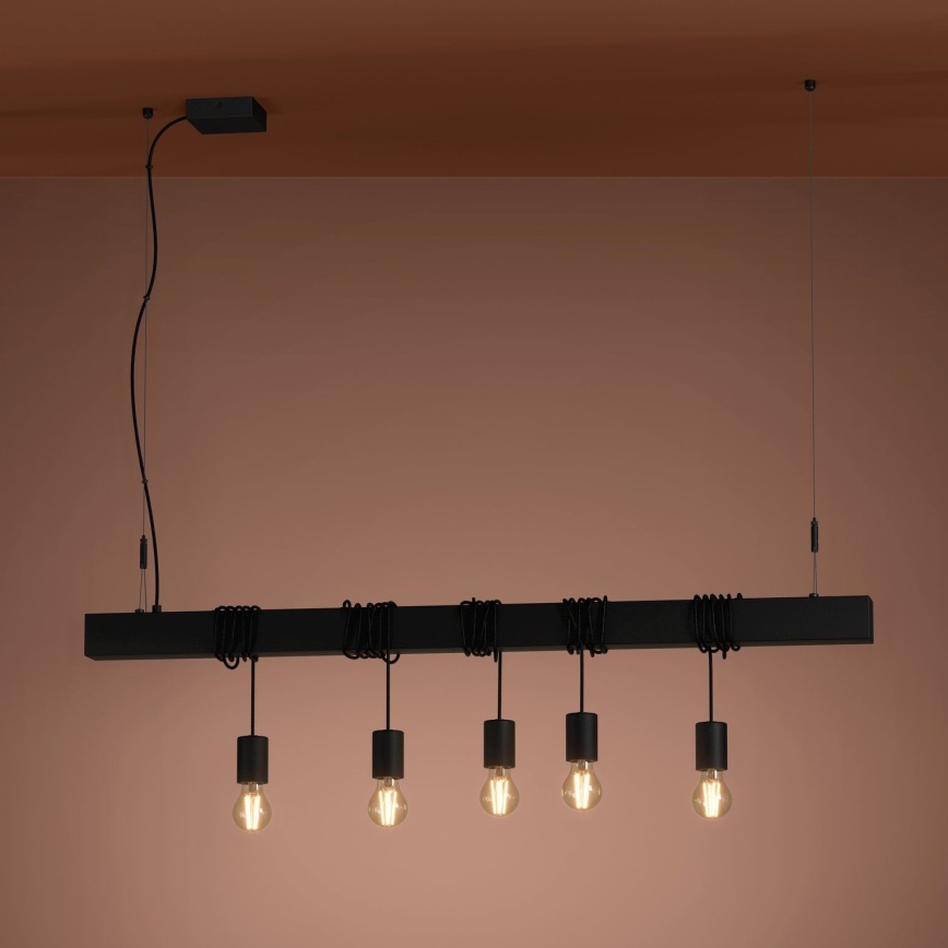 Eglo - Pakabinamas sietynas TOWNSHEND 5xE27/40W/230V juoda