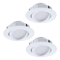 Eglo - Rinkinys 3 vnt. reguliuojami įleidžiami LED šviestuvai PINEDA LED/5,5W/230V