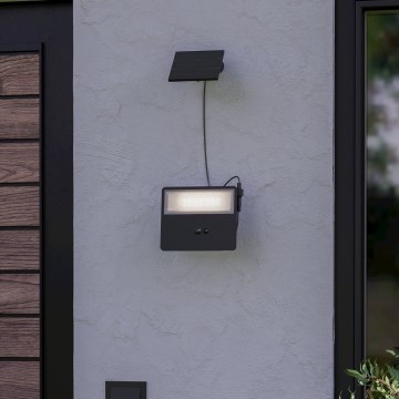 Eglo - saulės LED lauko sieninis šviestuvas su judesio jutikliu LED/8,7W/3,7V 3600 mAh IP44 juodas