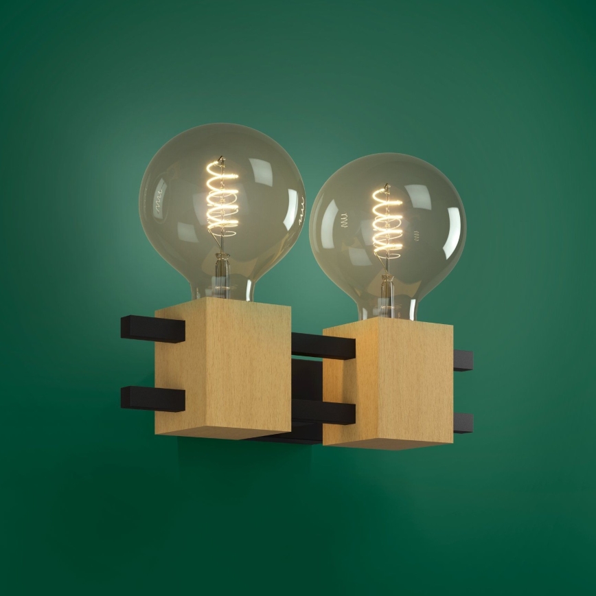 Eglo - Sieninis šviestuvas 2xE27/40W/230V juoda/ruda