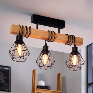 Eglo - Tvirtinamas sietynas TOWNSHEND 3xE27/60W/230V pušis