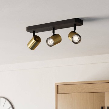 Eglo - Vonios kambario taškinis šviestuvas 3xGU10/5W/230V IP44 juodas/auksinis