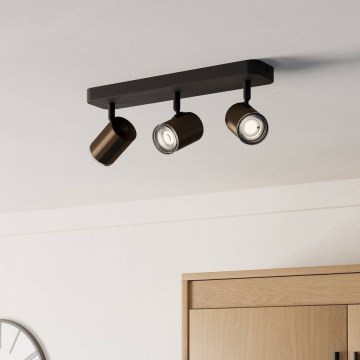 Eglo - Vonios taškinis šviestuvas 3xGU10/5W/230V IP44 juodas/rudas