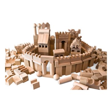 EkoToys - Medinės kaladėlės natūralios, 220 vnt.