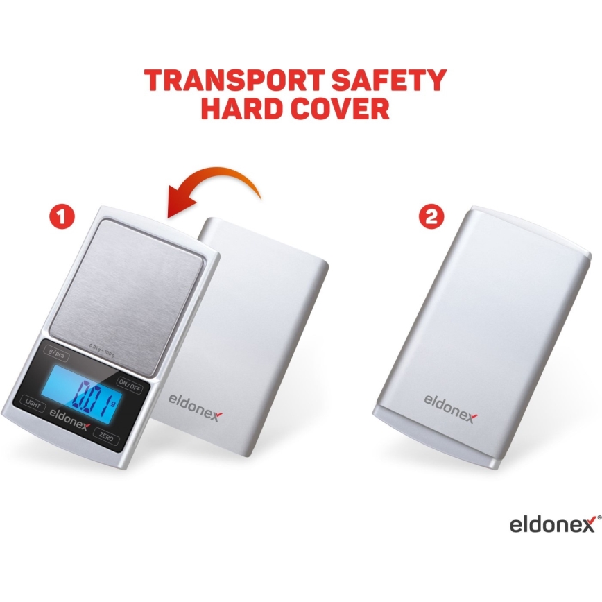 ELDONEX EKS-4040-SL - Didelio tikslumo svarstyklės 2xCR2032 sidabras