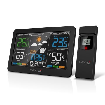 ELDONEX EWS-1010-BK - Orų stotis su LCD ekranu 2xAAA juoda